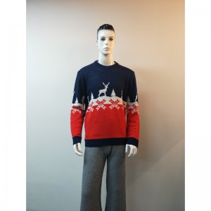 NAVY \u0026 RED PRINT SWEATER RLMS0051F